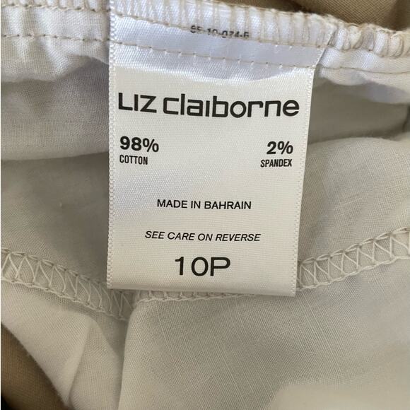 Liz Claiborne Women Chino Pants 10P Beige Ankle Minimalistic Neutral Uniform - Picture 7 of 9